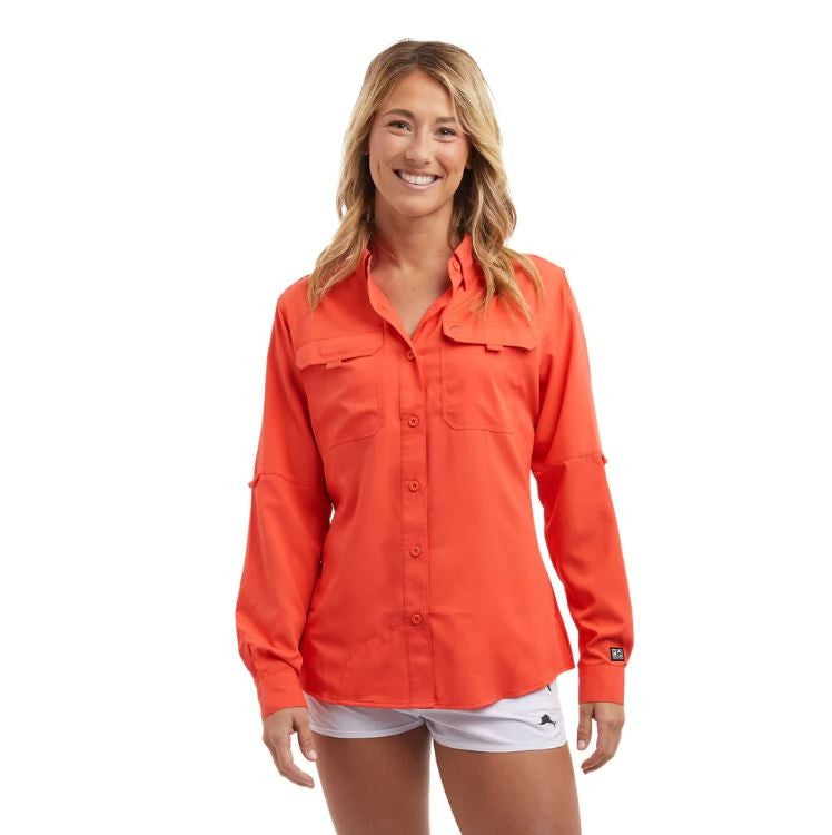 PELAGIC Women's Keys Guide Fishing Shirt, Long Sleeve, UPF 50+ Protection,  Ventilated and Lightweight, Sleeve Ws Water Stain Repellent Coral at  Women's  Clothing store