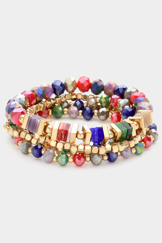 Wona Trading Bracelets Faceted Beaded Multi Layered