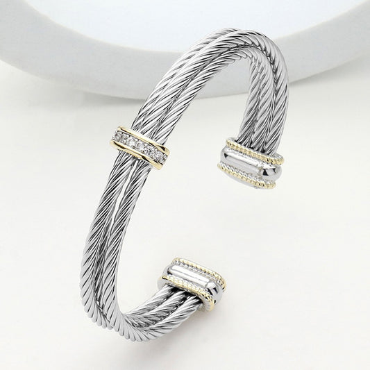 Wona Trading Bracelets Pointed Triple Cable Cuff Brac