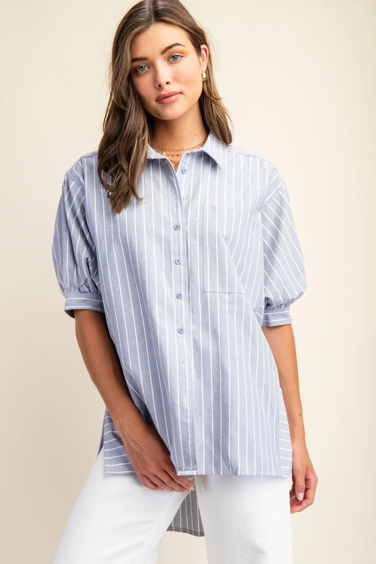 Gigio Women's Tops Button Down Oversized Shirt