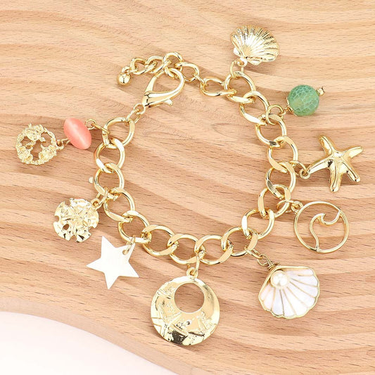 Wona Trading Bracelets Starfish Natural Stone Metal