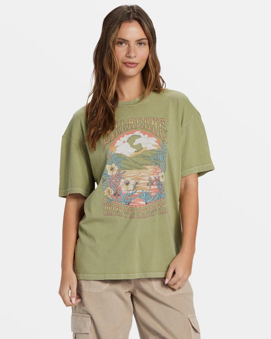 Billabong Women's Tops T-Shirt Oversized Fit Screen