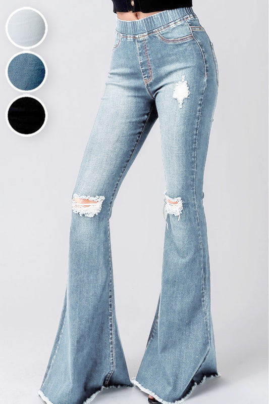 Trend: Notes Women's Jeans Waist Bell Bottom Jeans