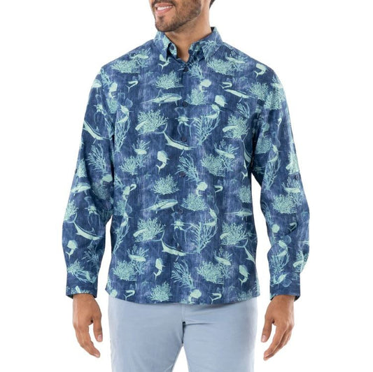 Guy Harvey Long Sleeve Shirt Printed Woven LS Fishing Shirt