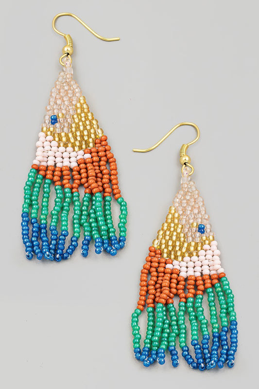 Fame Accesories Earrings Fringe Beaded Drop Earrings