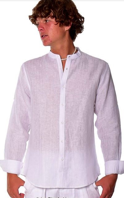 JMP Fashion Long Sleeve Shirts Linen Solid