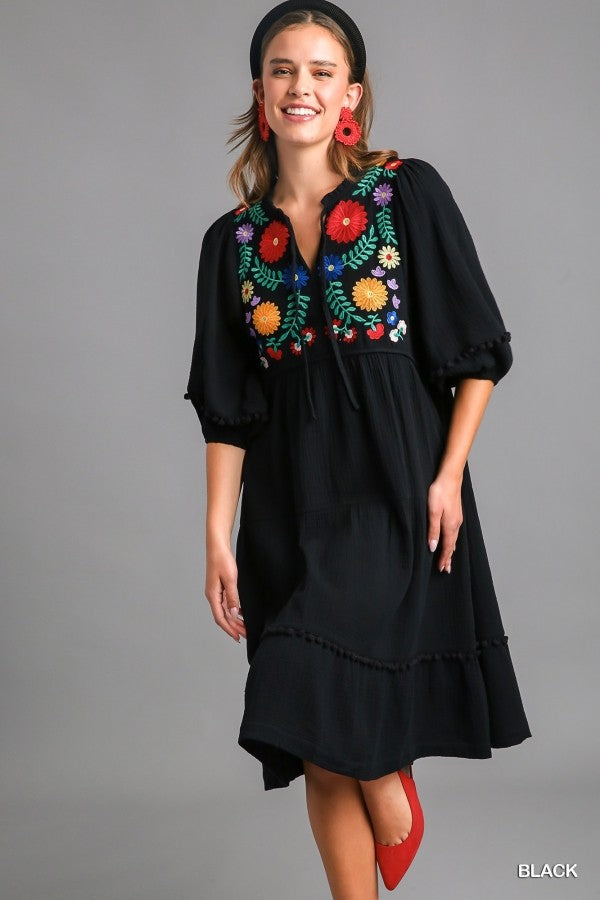 Umgee black embroidered clearance dress