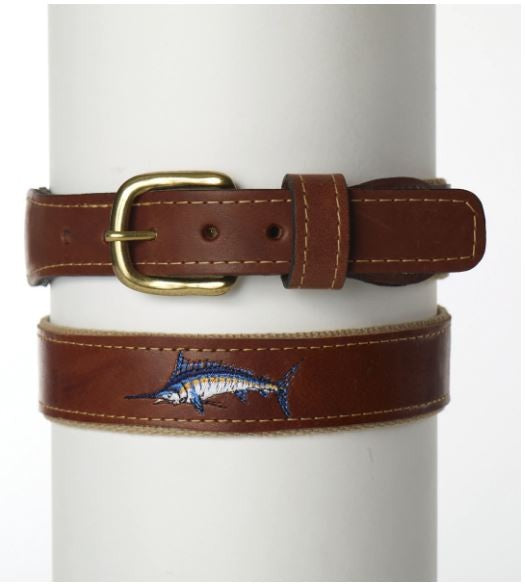 Ocean Rider Belts Men's Embroidered Marlin