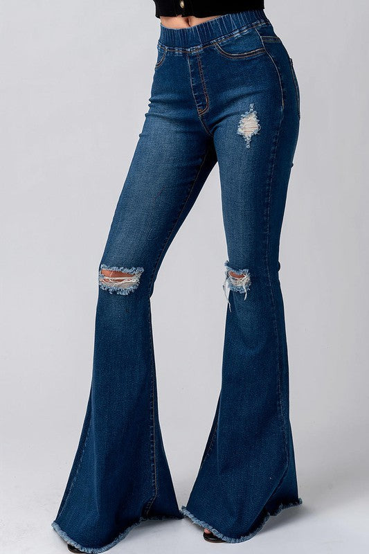 Trend: Notes Women's Jeans Waist Bell Bottom Jeans