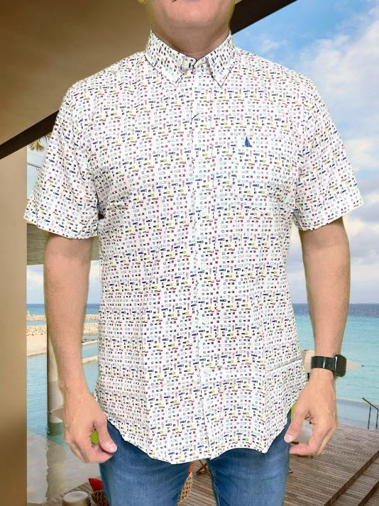 Regatta Short Sleeve Men's Woven Shirts Flags Printed