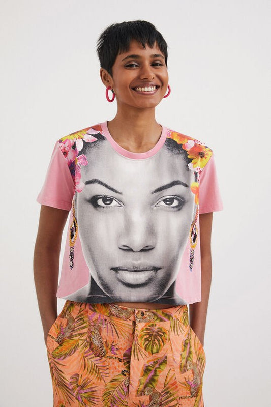 Desigual Women's Tops Photographic Print Cropped