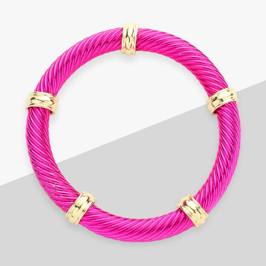 Wona Trading Bracelets Twisted Metal Stretch Bracelet