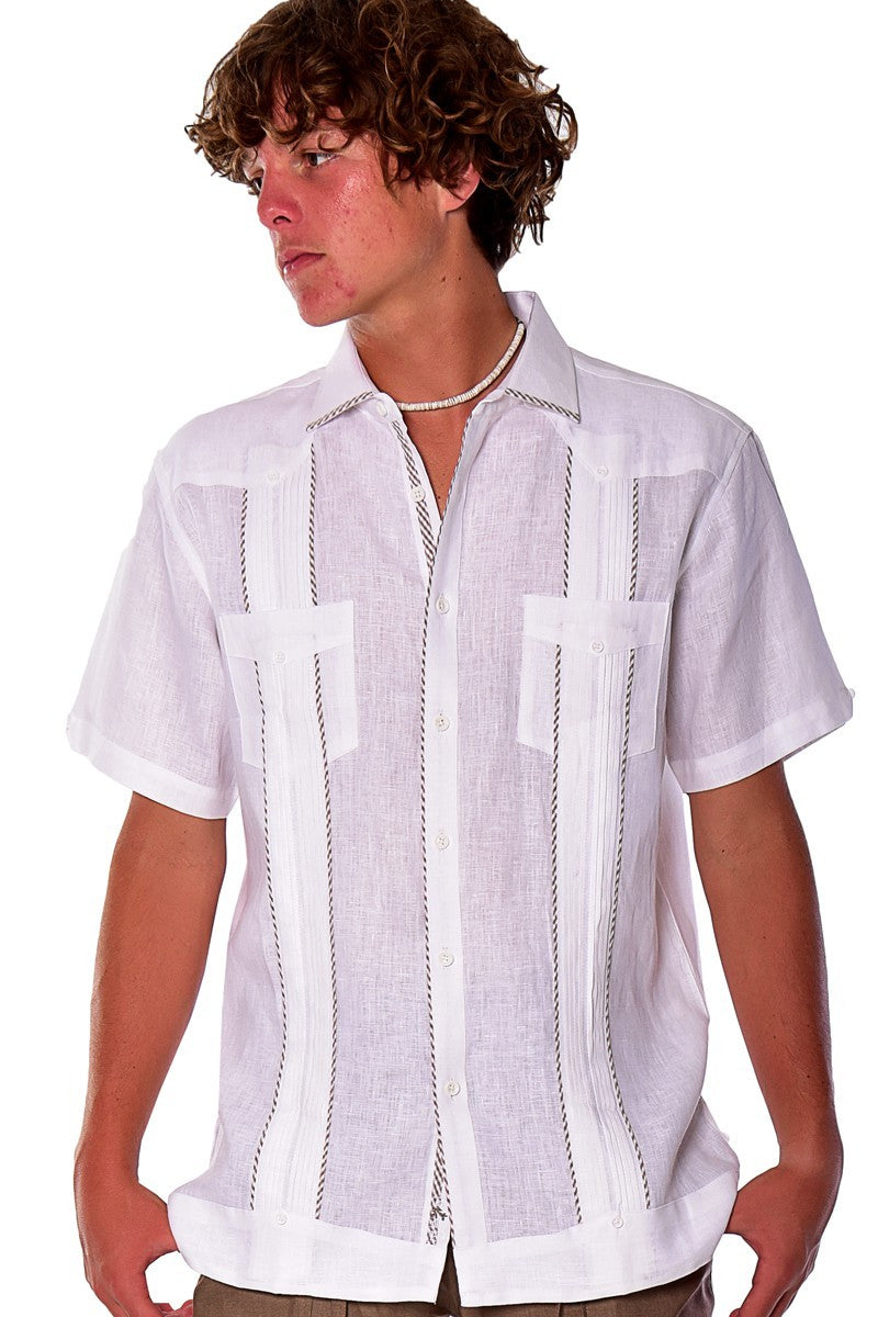 JMP Fashion Short Sleeve Men's Linen Pleated