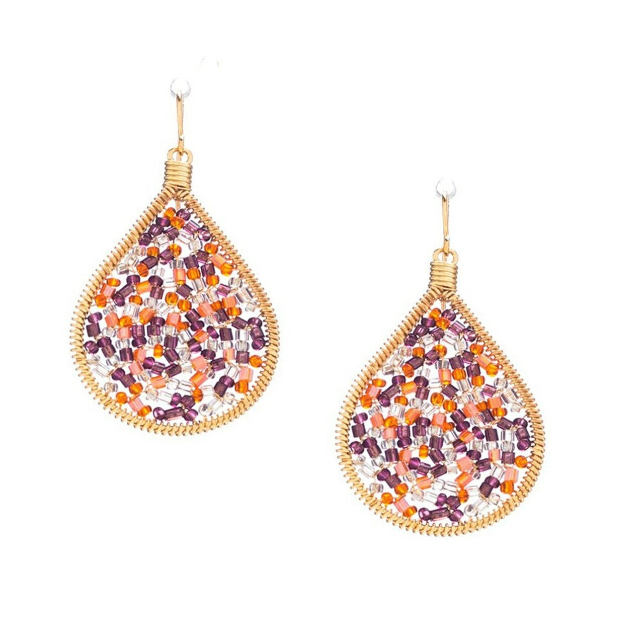 Machu Picchu Jewerly Earrings Beaded Gold Plated Chandelier