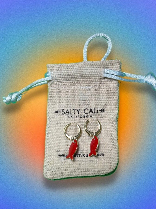 Salty Cali Earrings Little Enamel Fish Pendants
