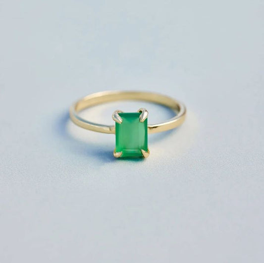 Pura Vida Ring Gold Plated Brass Base Emerald