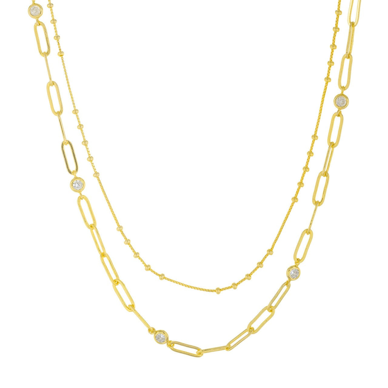 Accessoriz It Necklace Brass Gold Plated 2 Row Chain