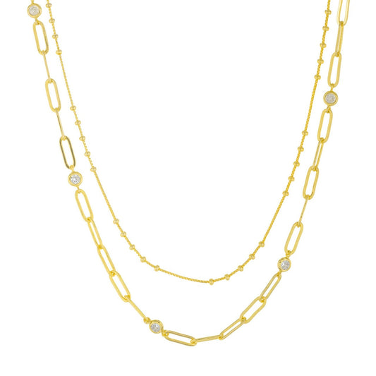 Accessoriz It Necklace Brass Gold Plated 2 Row Chain